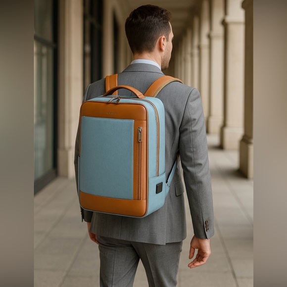 Men Blue Business Smart Backpack Waterproof Laptop Backpack Travel Durable bag